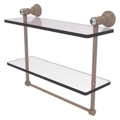 Carolina Crystal Collection Double Glass Shelf with Towel Bar