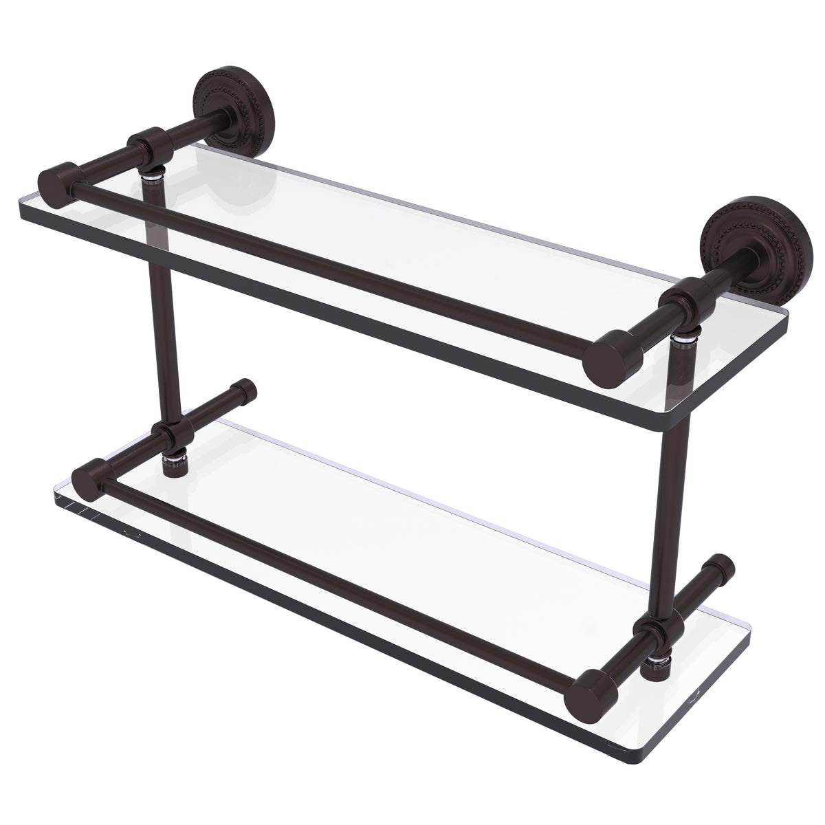 Dottingham Collection Double Glass Shelf with Gallery Rail