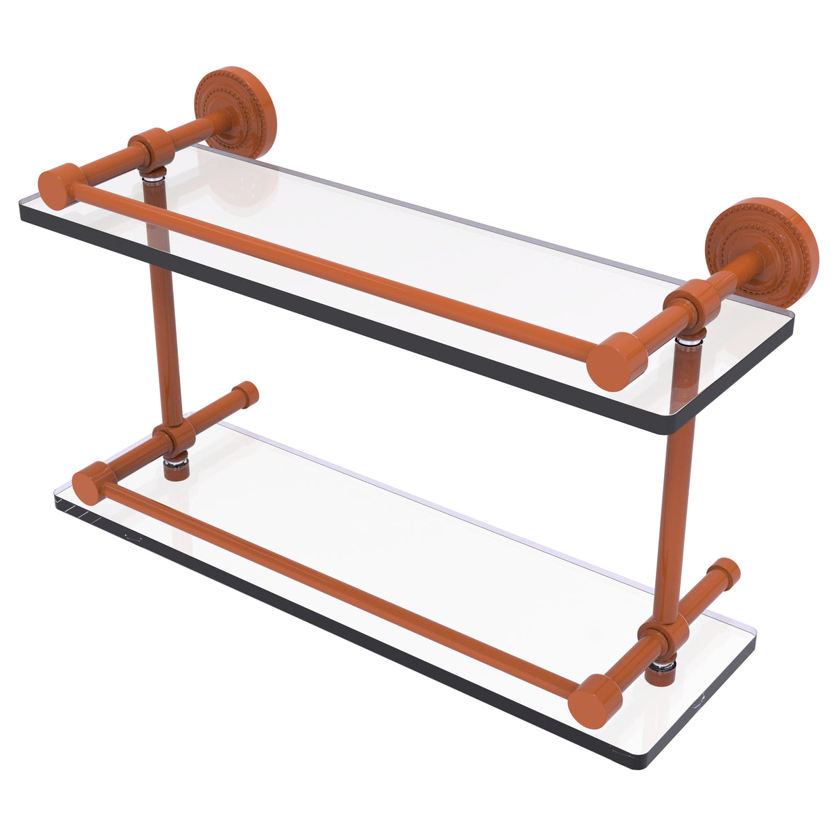 Dottingham Collection Double Glass Shelf with Gallery Rail