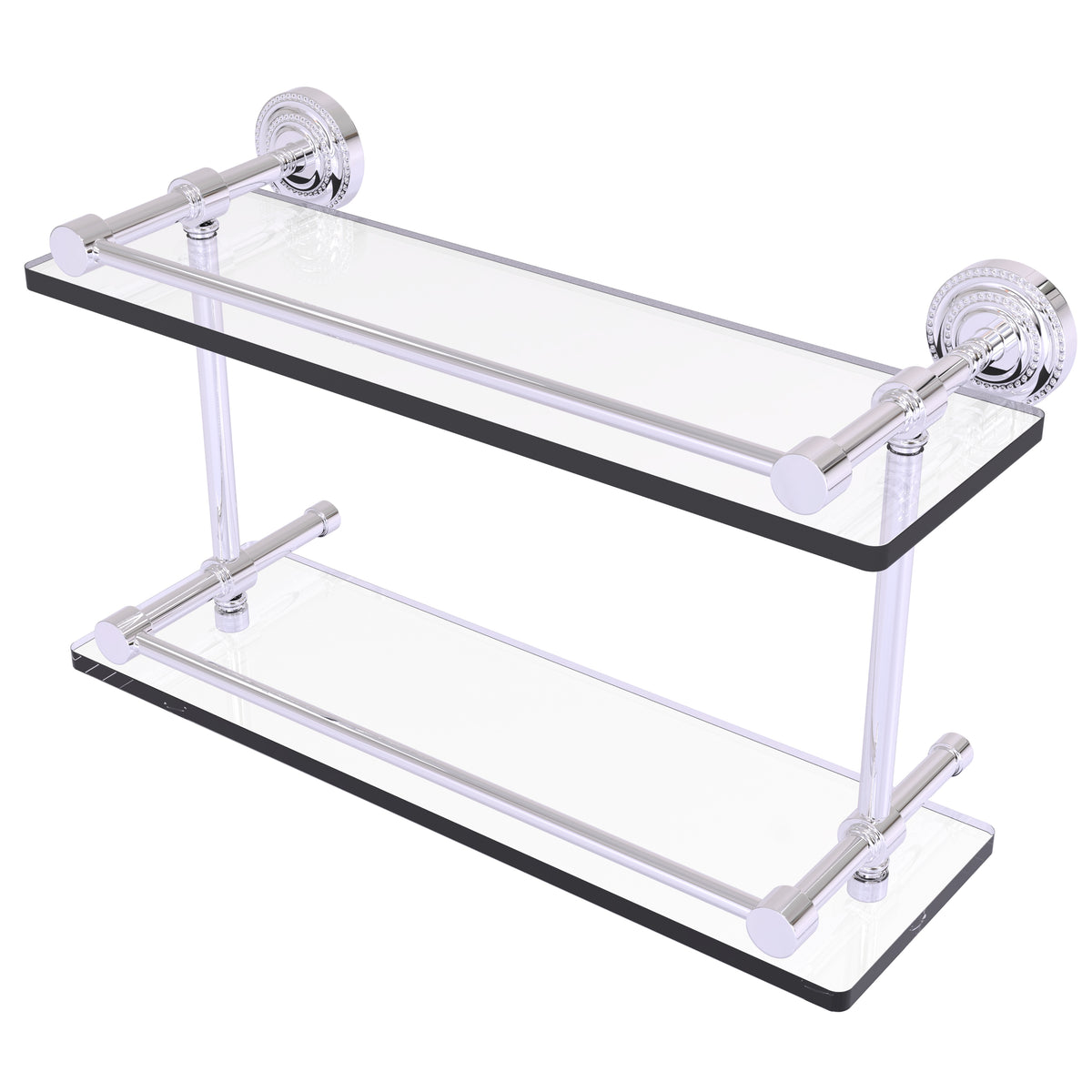 Dottingham Collection Double Glass Shelf with Gallery Rail