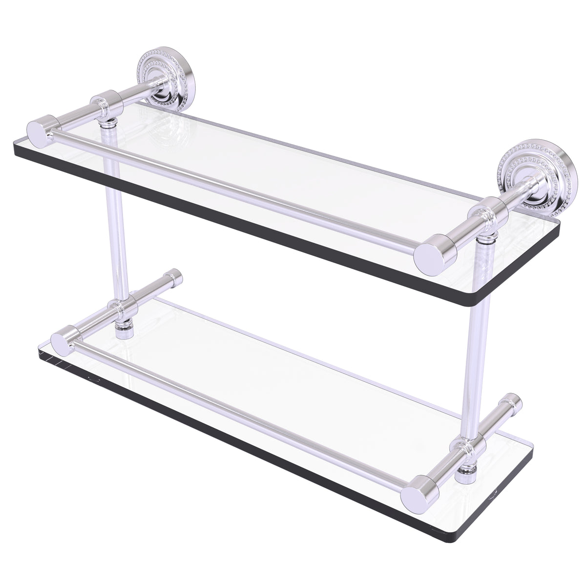 Dottingham Collection Double Glass Shelf with Gallery Rail