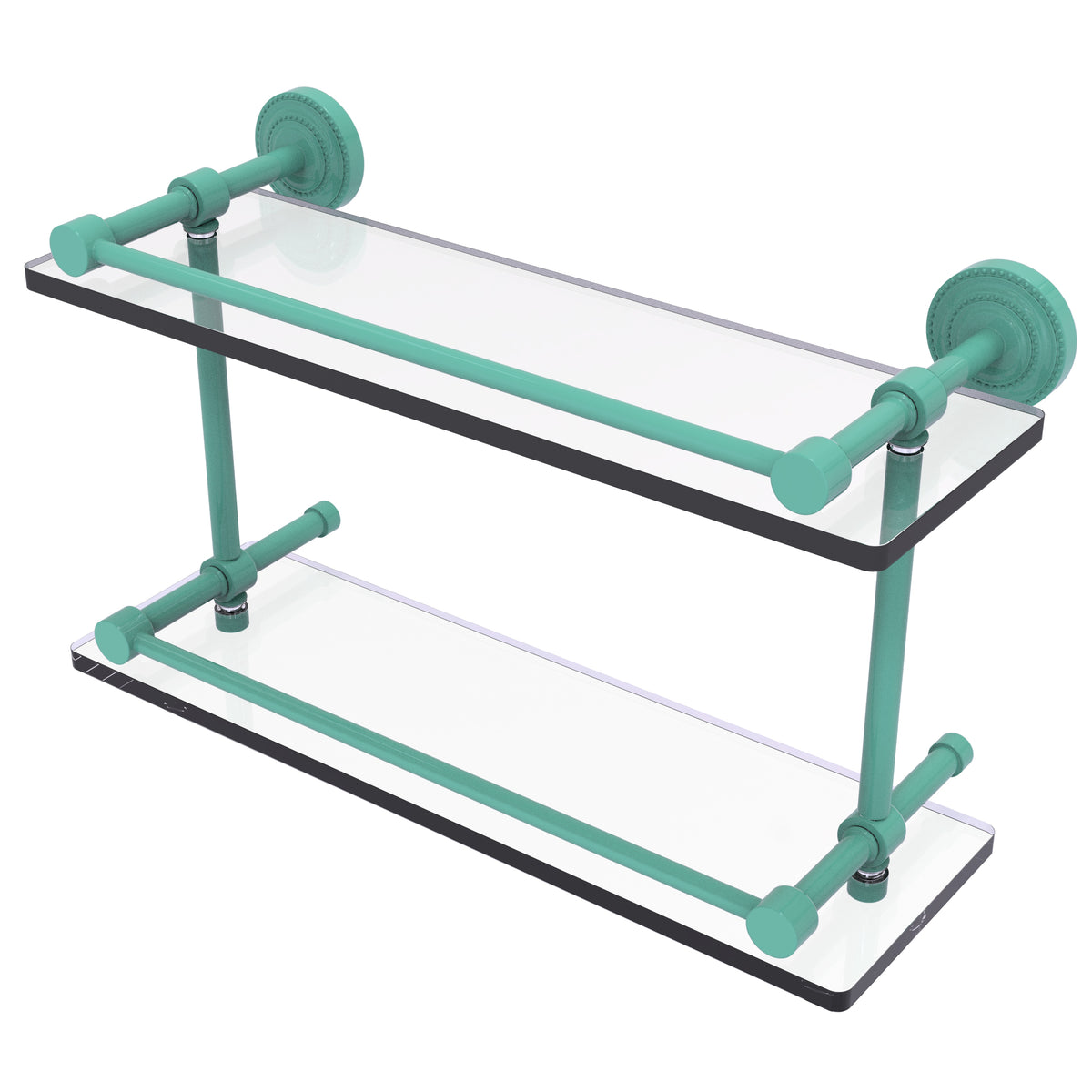 Dottingham Collection Double Glass Shelf with Gallery Rail