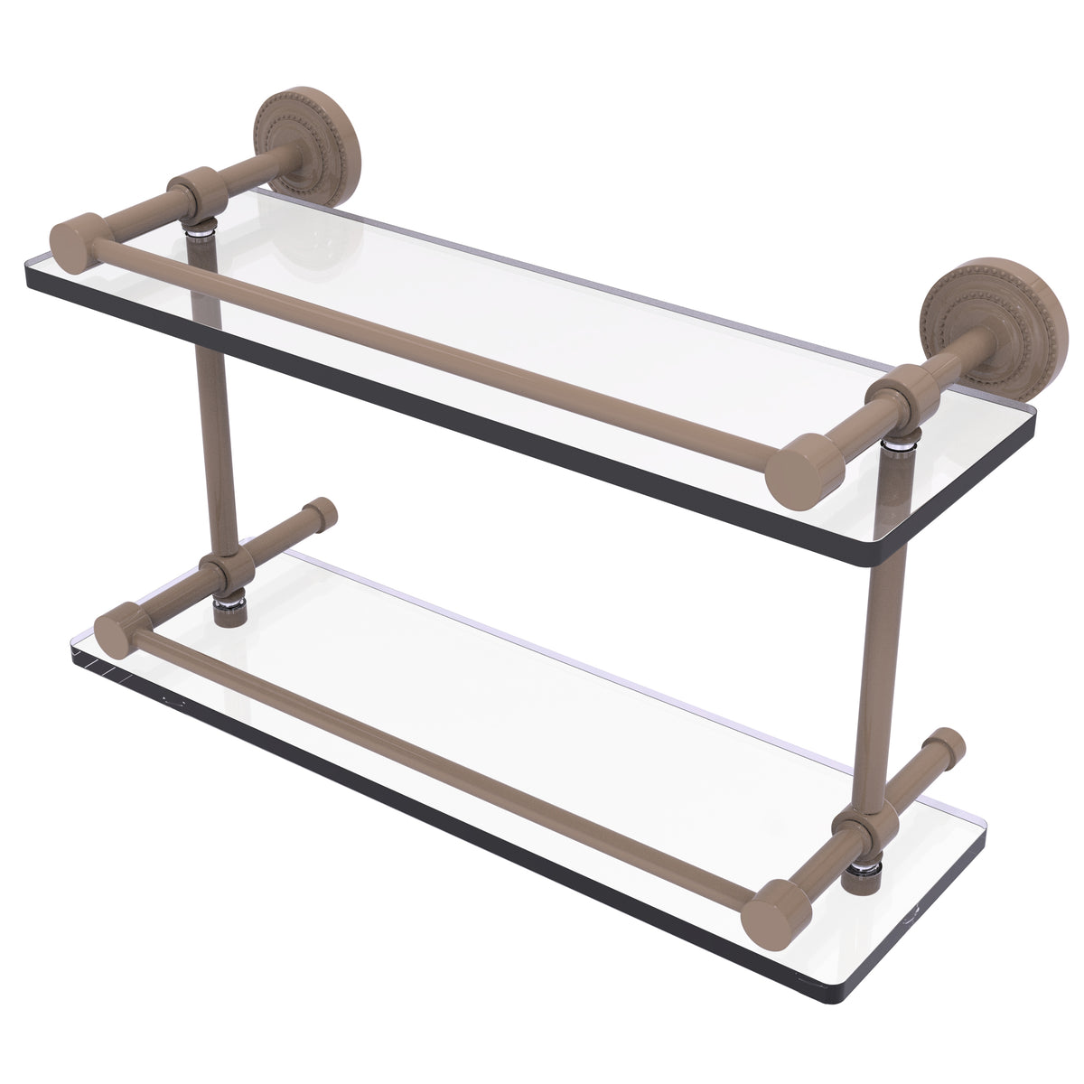 Dottingham Collection Double Glass Shelf with Gallery Rail