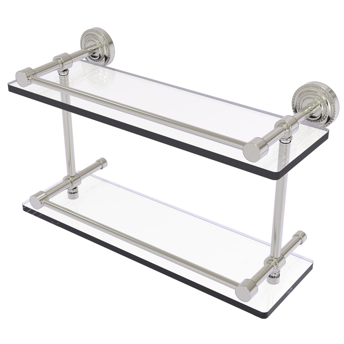 Dottingham Collection Double Glass Shelf with Gallery Rail