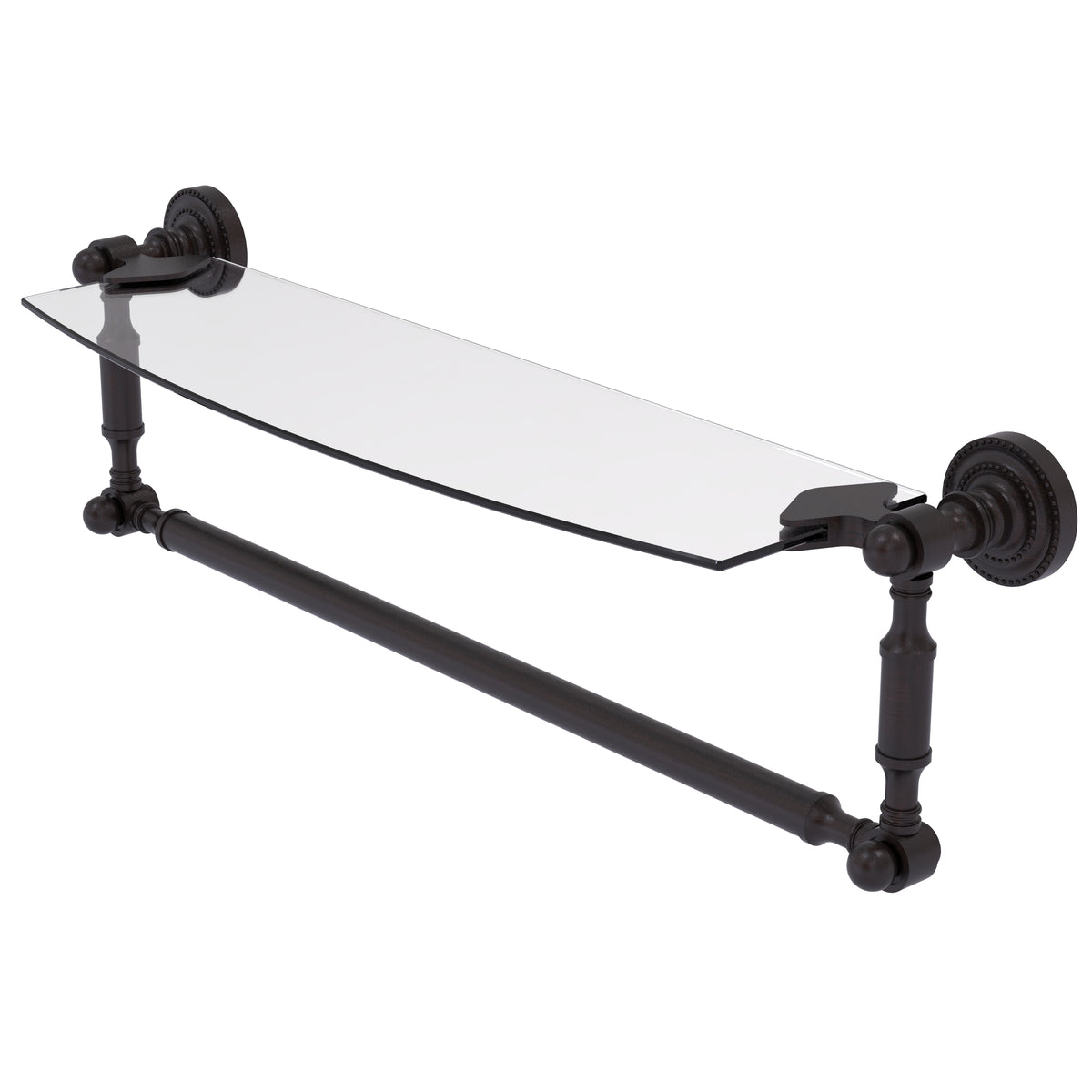 Dottingham Collection Glass Vanity Shelf  with Integrated Towel Bar