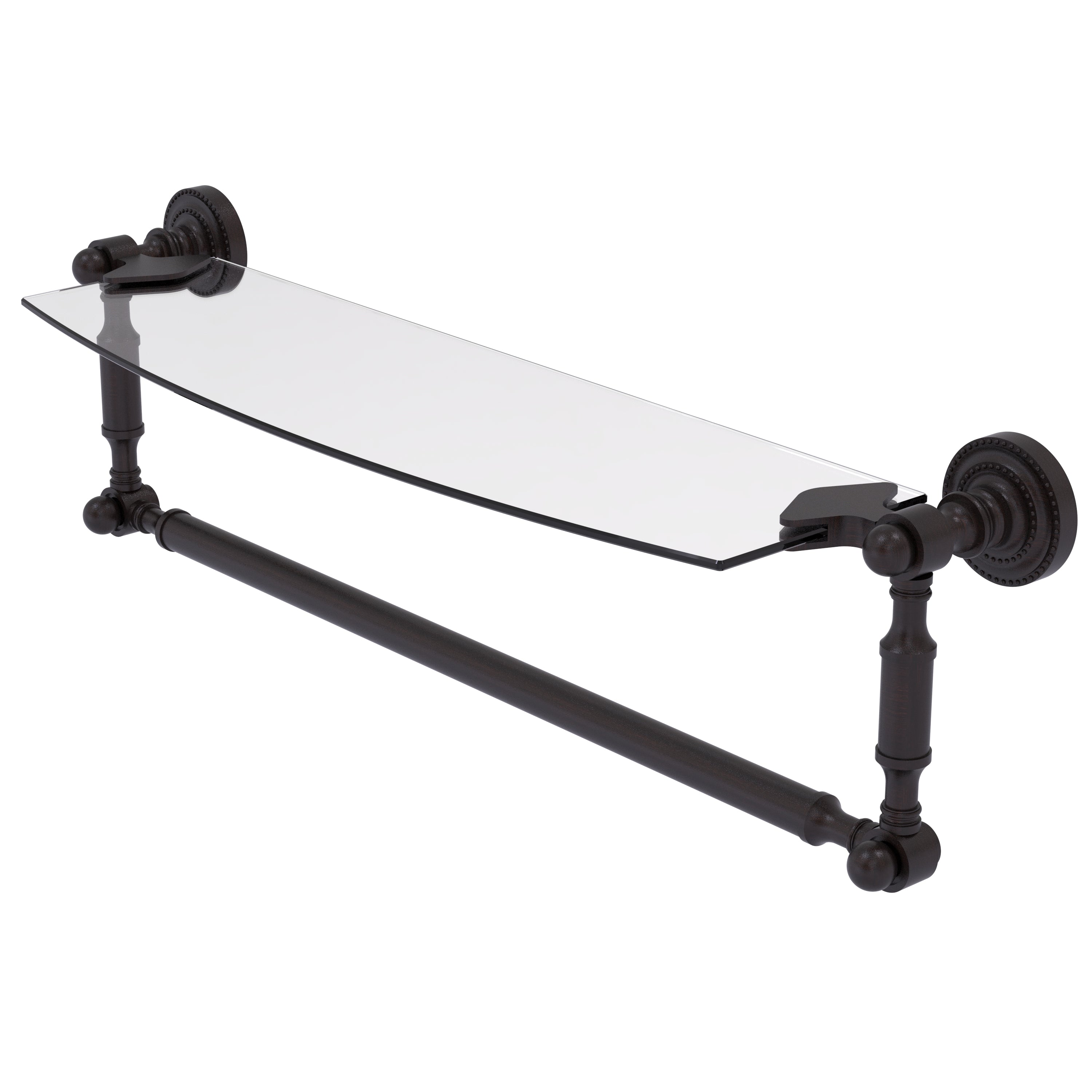 Dottingham Collection Glass Vanity Shelf  with Integrated Towel Bar