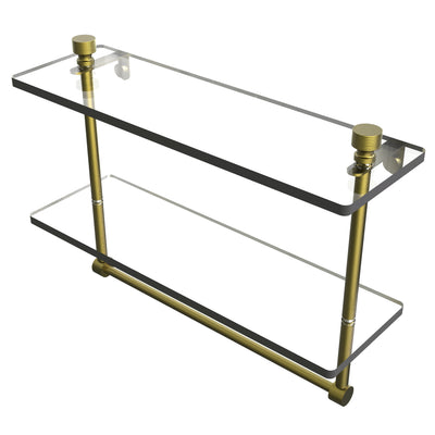 Foxtrot Collection Two Tiered Glass Shelf with Integrated Towel Bar