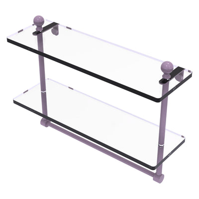 Mambo Collection Two Tiered Glass Shelf with Integrated Towel Bar