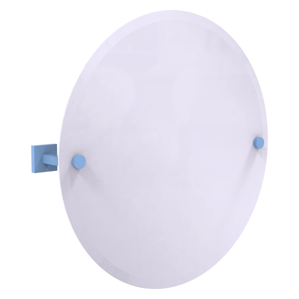 Montero Collection Contemporary Frameless Round Tilt Mirror with Beveled Edge