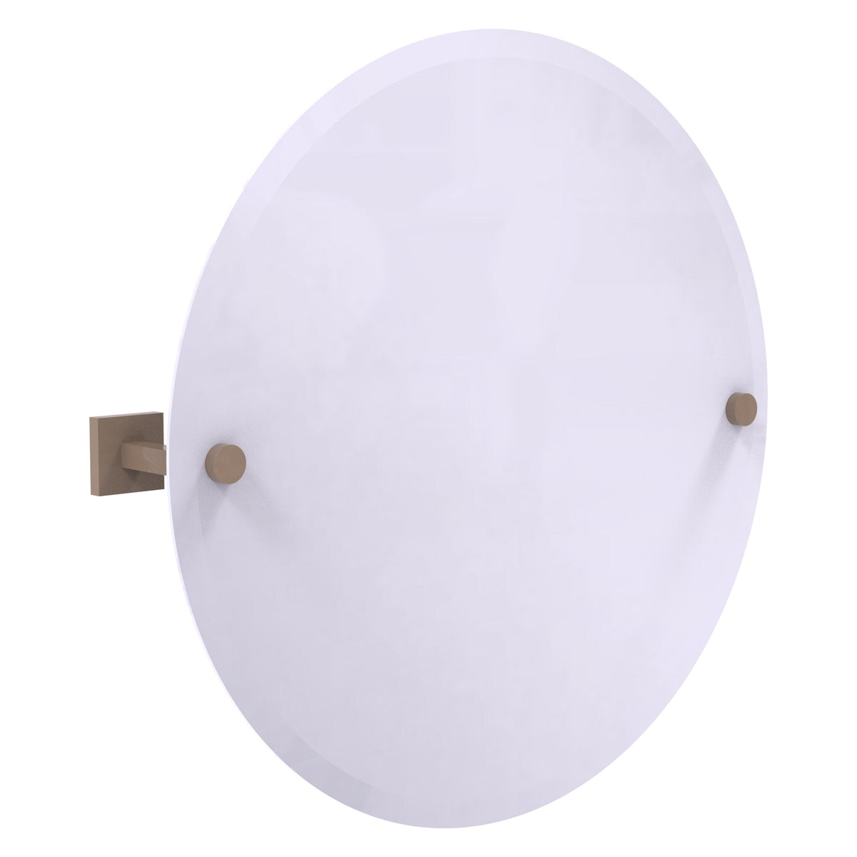 Montero Collection Contemporary Frameless Round Tilt Mirror with Beveled Edge