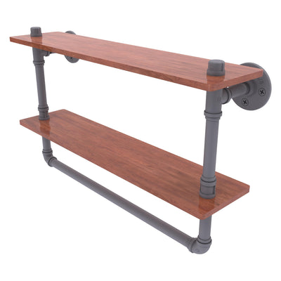 Pipeline Collection Double Ironwood Shelf with Towel Bar