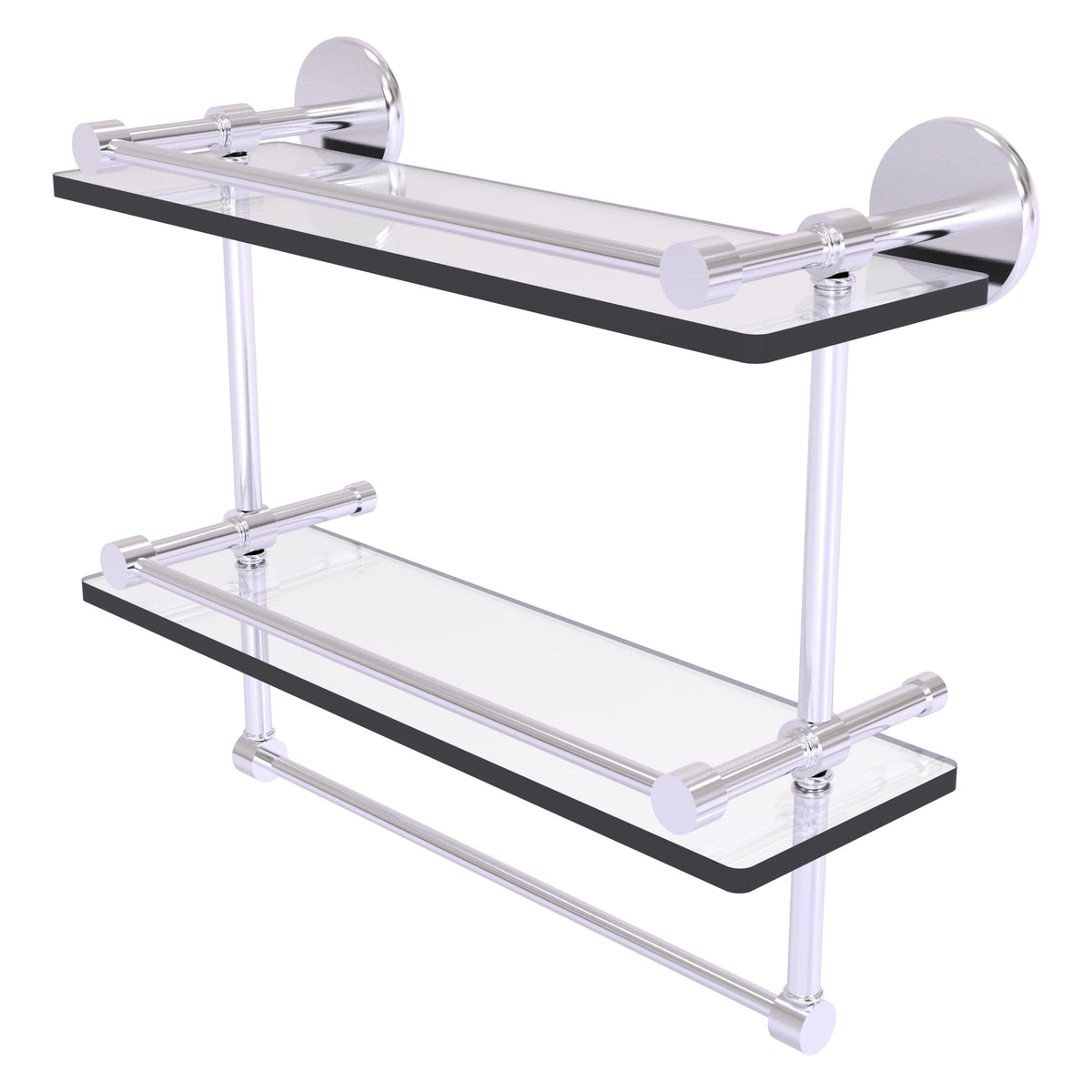 Prestige Skyline Collection Gallery Double Glass Shelf with Towel Bar