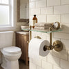 Prestige Skyline Collection Two Post Toilet Tissue Holder with Glass Shelf