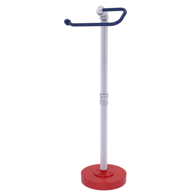 Rustic Red, White, and Blue Free Standing Euro Style Toilet Paper Holder