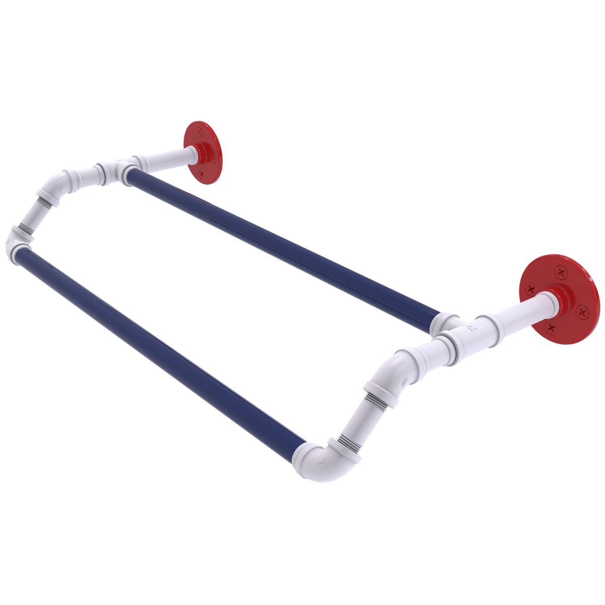 Red, White & Blue Industrial Pipe Double Towel Bar