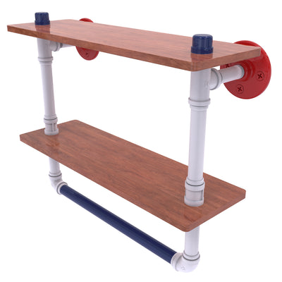 Patriotic Pipeline Collection Double Wood Shelf with Towel Bar