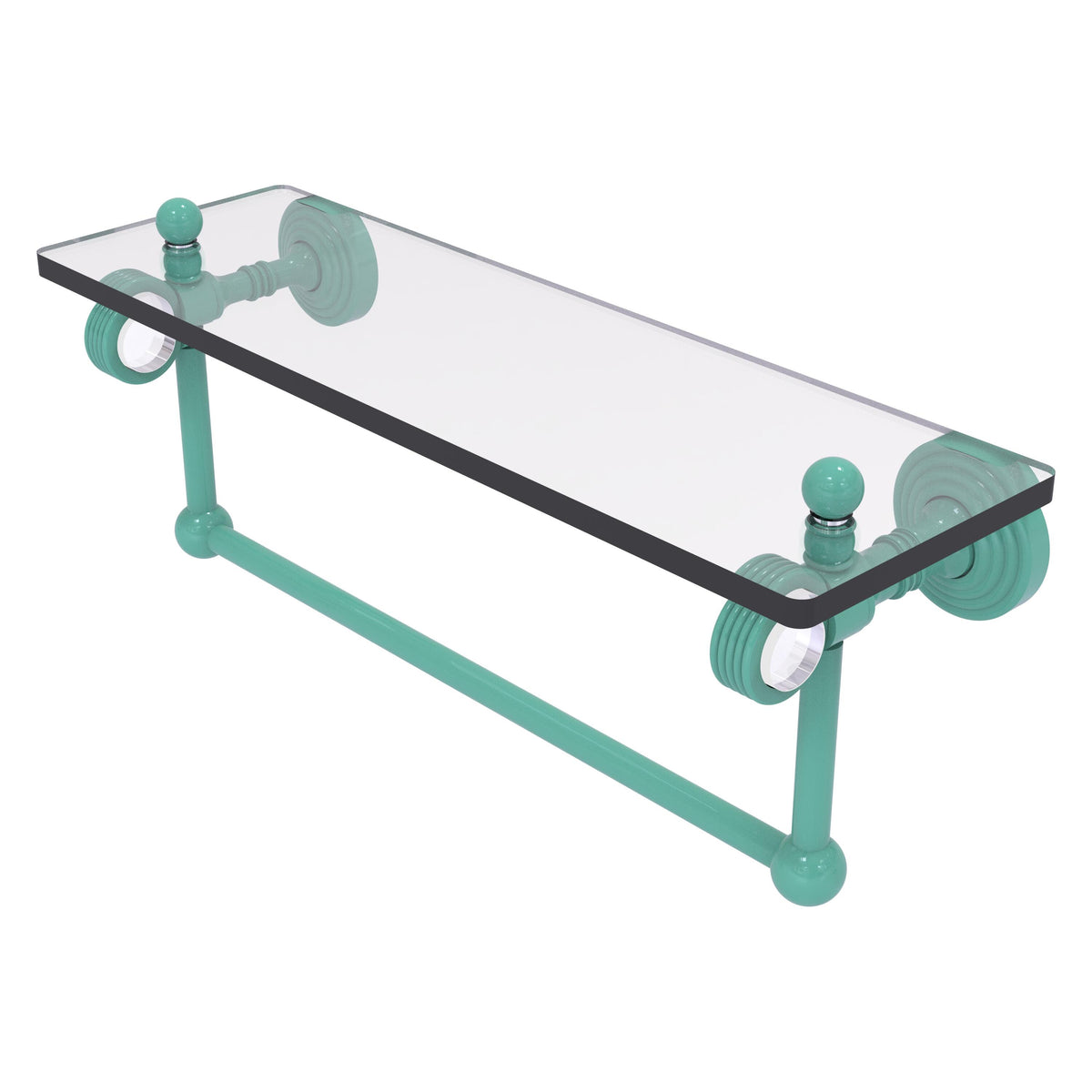Pacific Grove Collection Glass Shelf with Towel Bar with Grooved Accents
