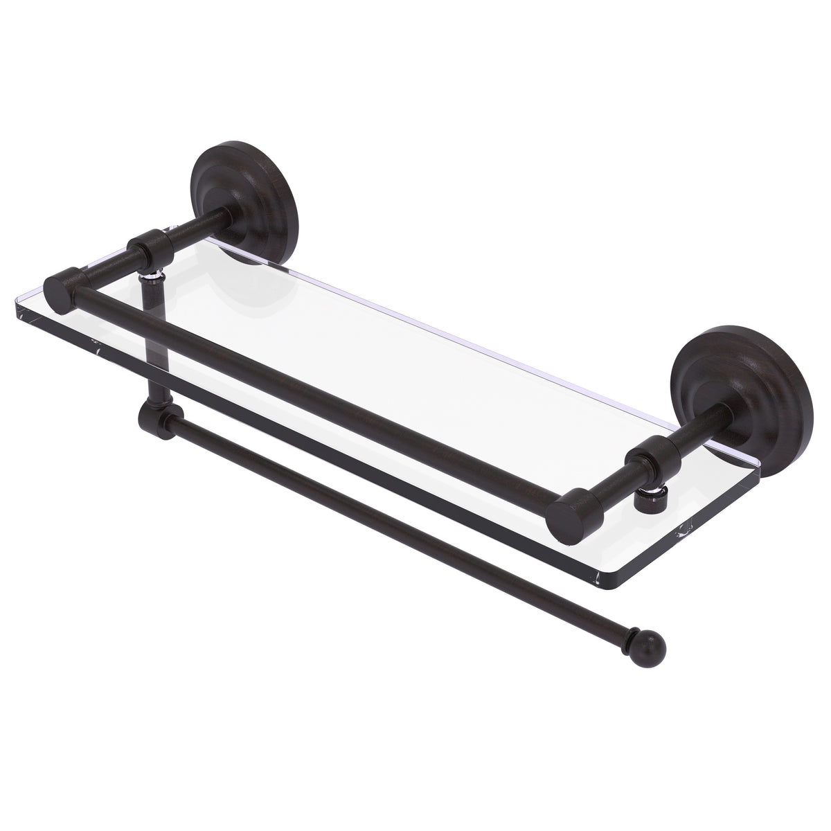 Prestige Que New Paper Towel Holder with Gallery Glass Shelf