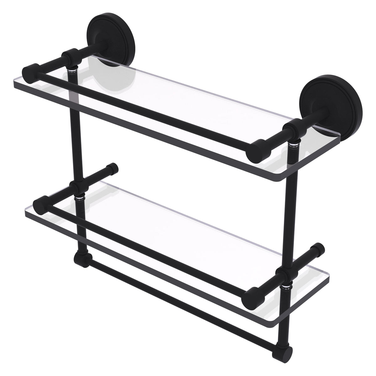 Prestige Regal Collection Gallery Rail Double Glass Shelf with Towel Bar