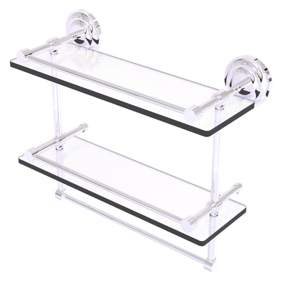 Que New Collection Gallery Rail Double Glass Shelf with Towel Bar