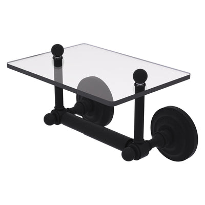 Que New Collection Two Post Toilet Tissue Holder with Glass Shelf