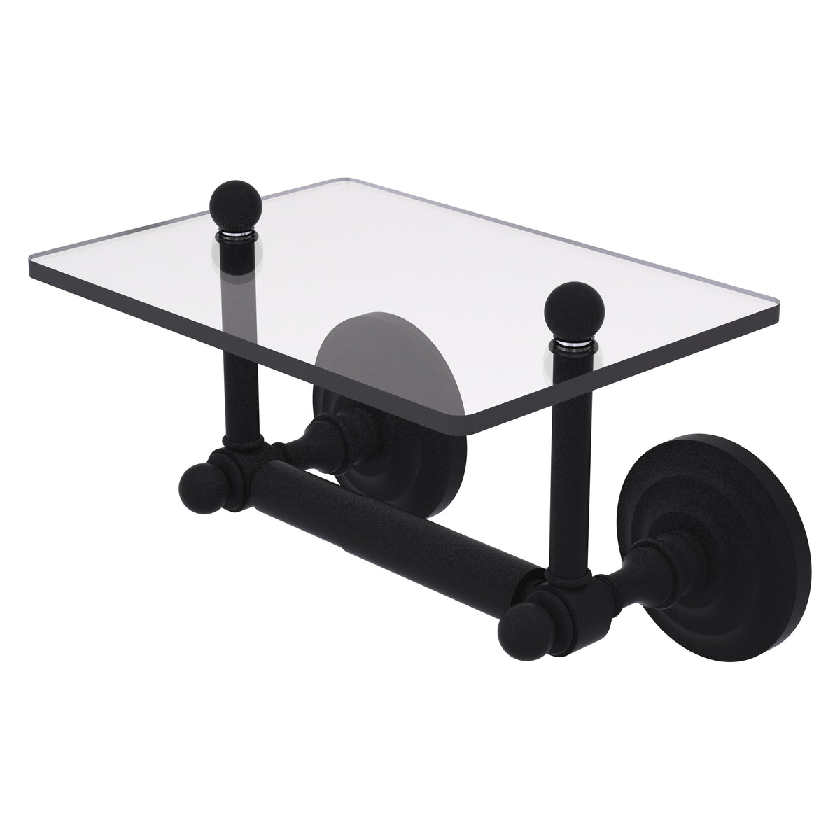 Que New Collection Two Post Toilet Tissue Holder with Glass Shelf