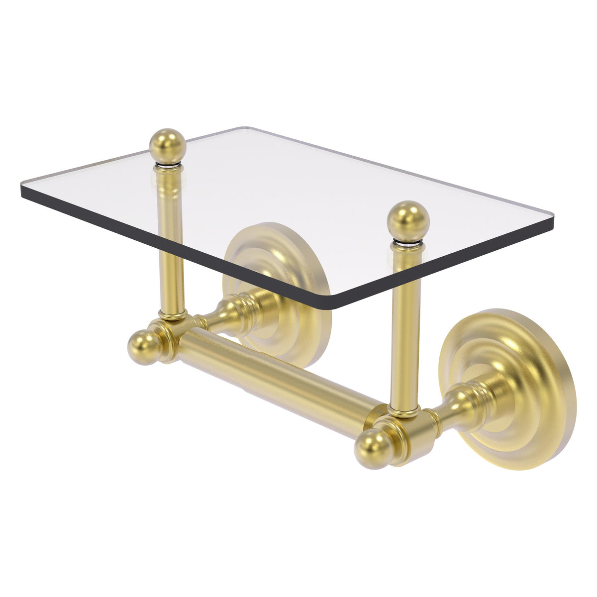 Que New Collection Two Post Toilet Tissue Holder with Glass Shelf