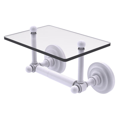 Que New Collection Two Post Toilet Tissue Holder with Glass Shelf