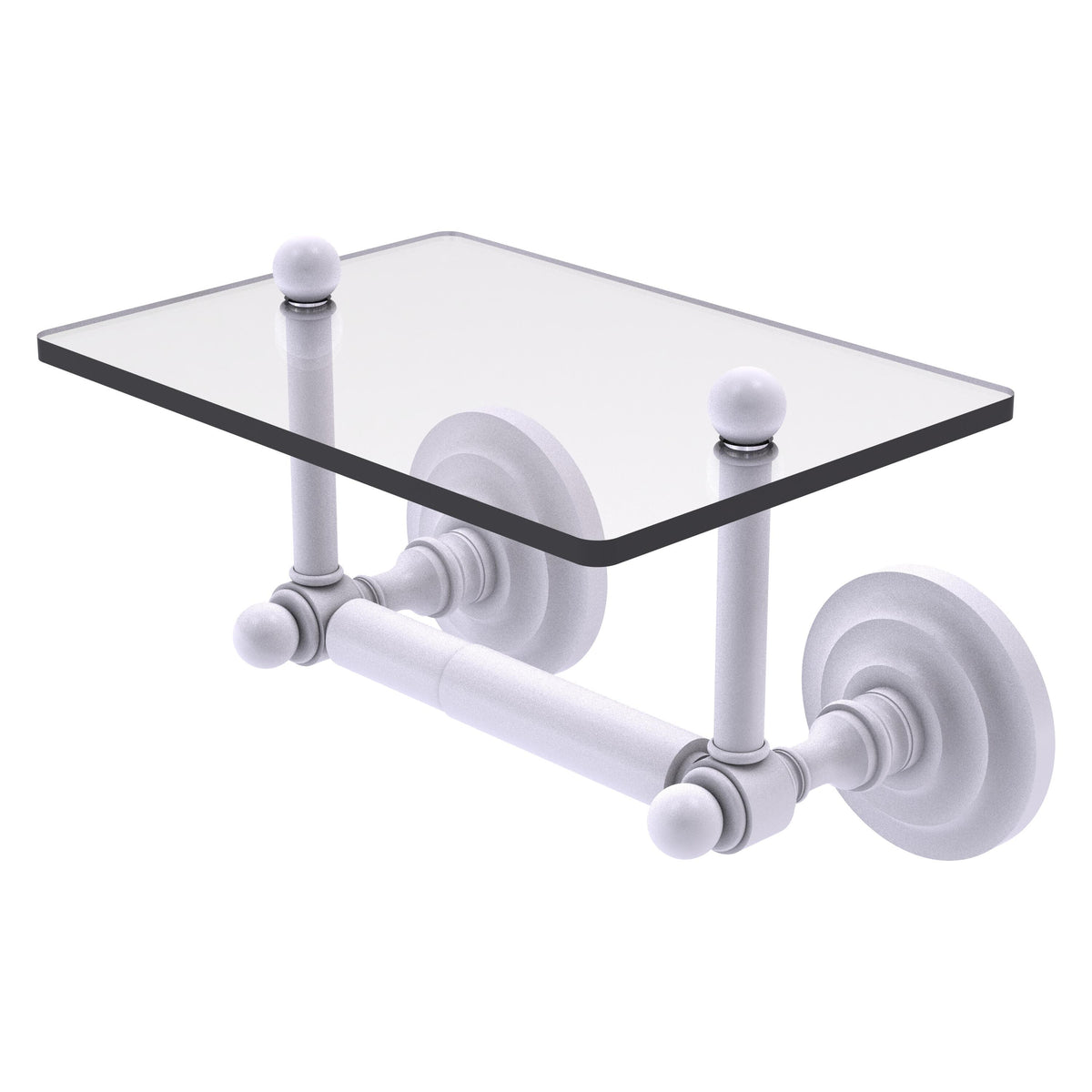 Que New Collection Two Post Toilet Tissue Holder with Glass Shelf