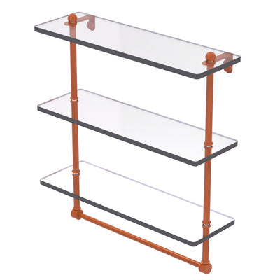 Triple Tiered Glass Shelf with Integrated Towel Bar