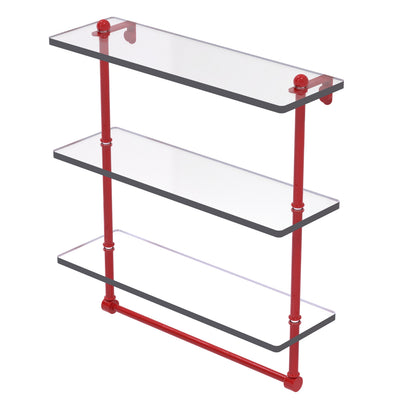 Triple Tiered Glass Shelf with Integrated Towel Bar