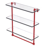 Triple Tiered Glass Shelf with Integrated Towel Bar