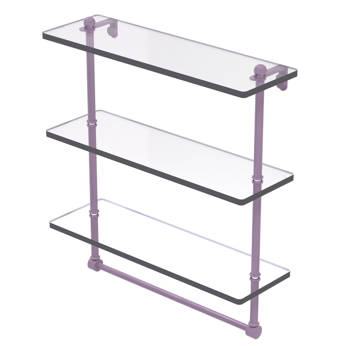 Triple Tiered Glass Shelf with Integrated Towel Bar