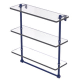 Triple Tiered Glass Shelf with Integrated Towel Bar