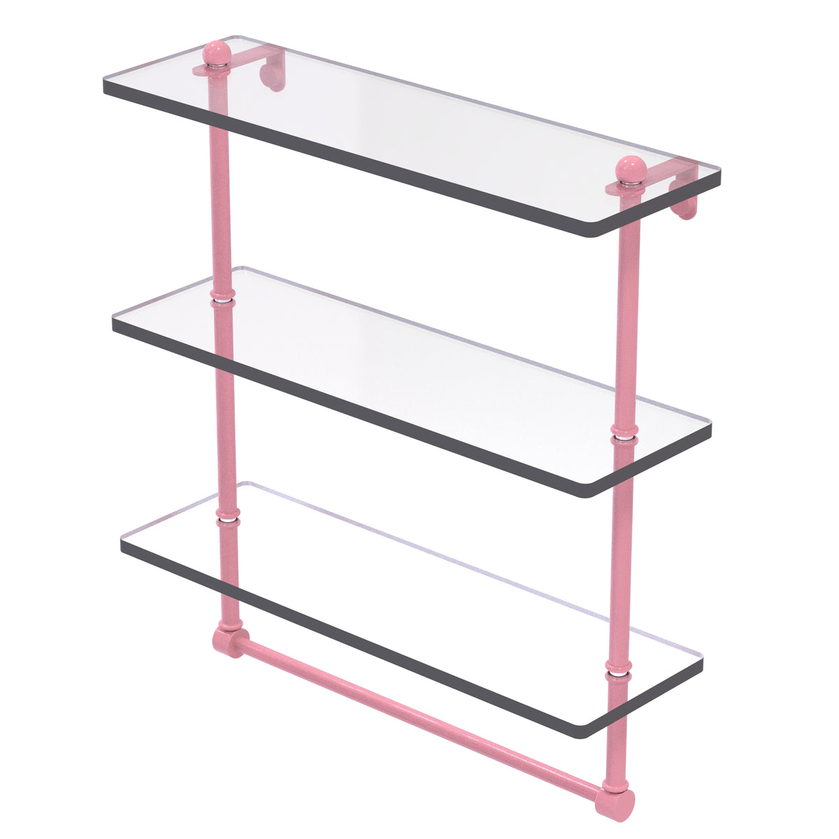 Triple Tiered Glass Shelf with Integrated Towel Bar