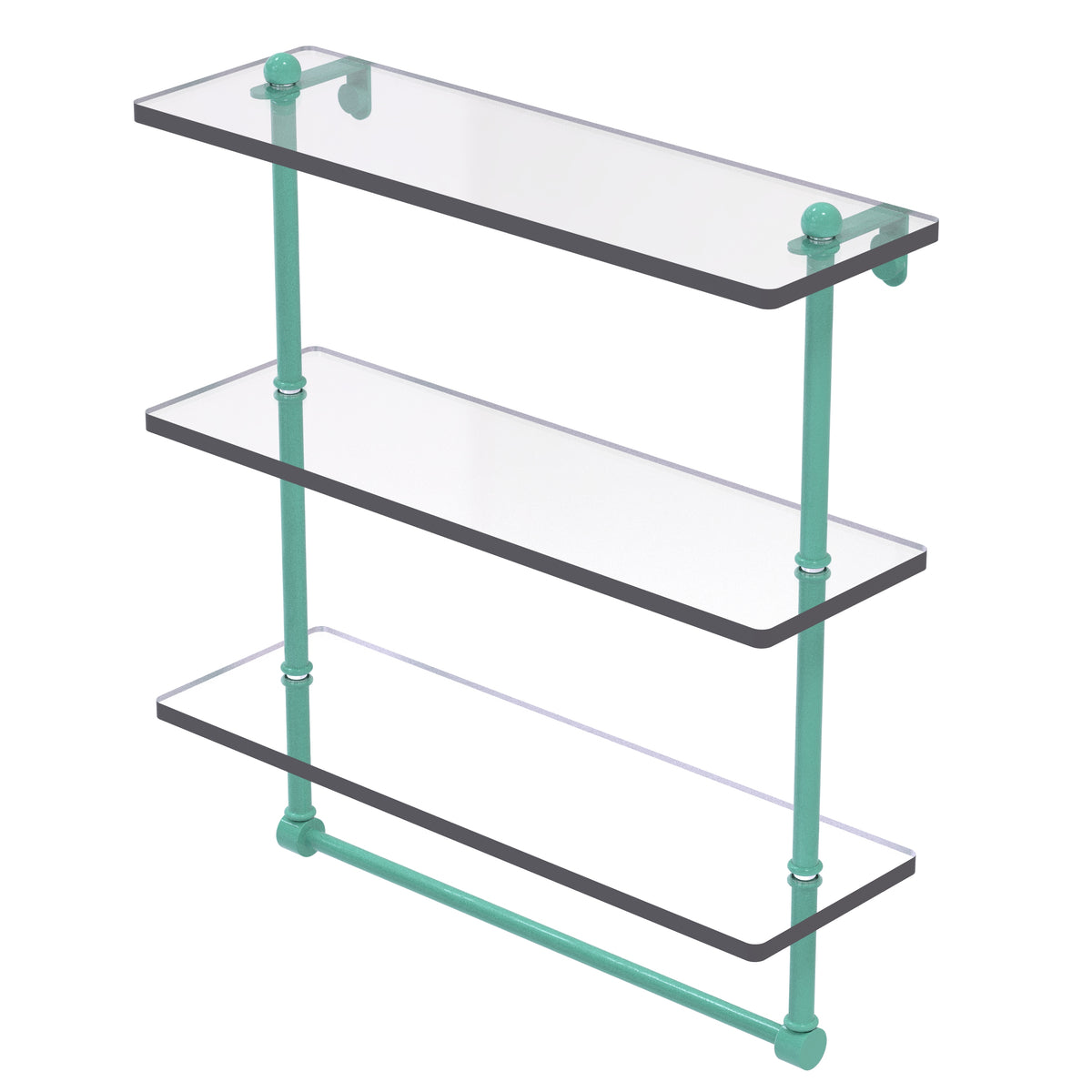 Triple Tiered Glass Shelf with Integrated Towel Bar