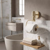 Tribecca Collection European Style Toilet Tissue Holder shown in the Antique Pewter finish in a bathroom setting