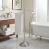 Traditional Freestanding Floor Bath Towel Valet shown in the Polished Chrome finish in a bathroom setting
