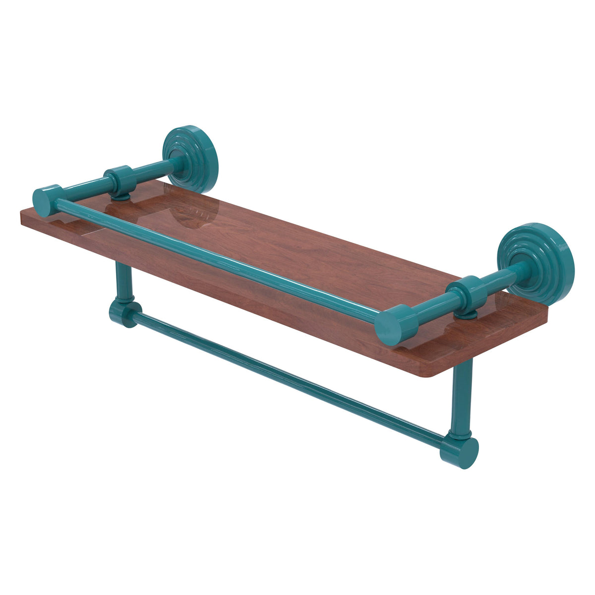 Waverly Place Collection IPE Ironwood Shelf with Gallery Rail and Towel Bar