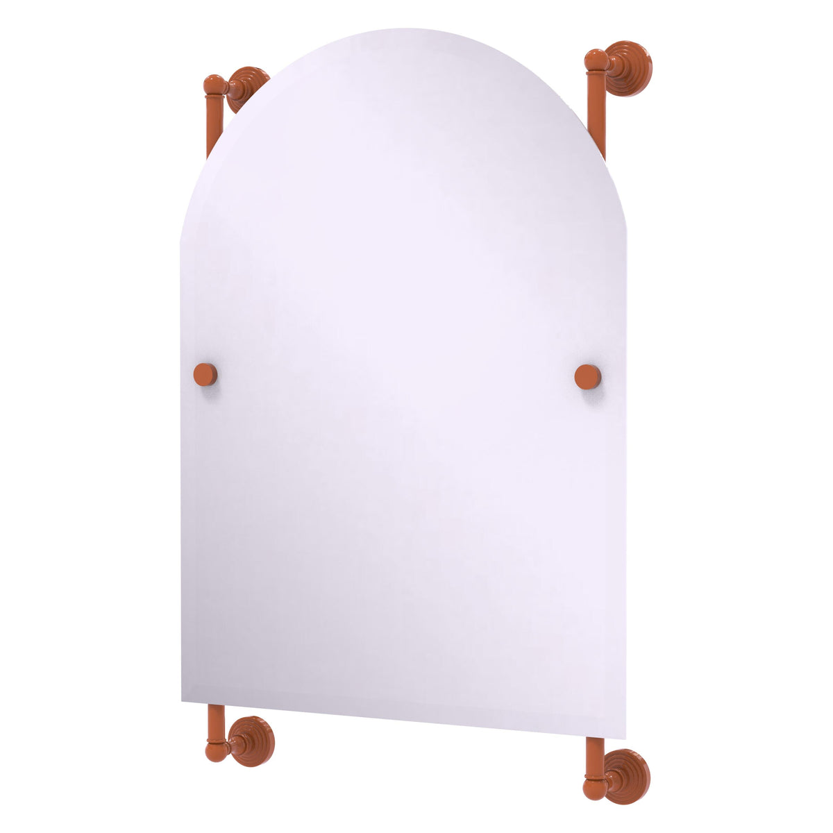 Waverly Place Collection Arched Top Frameless Rail Mounted Mirror