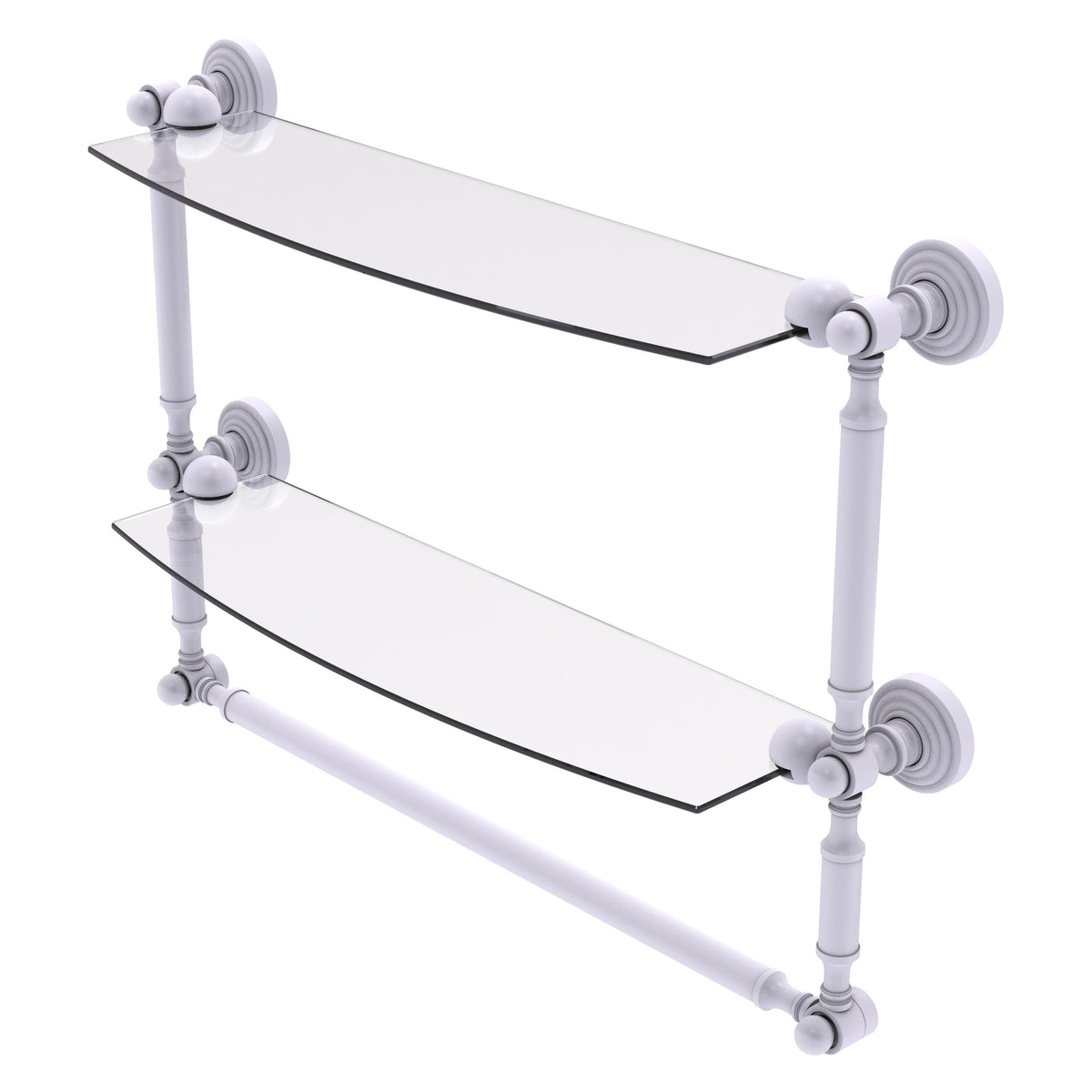 Waverly Place Collection Two Tiered Glass Shelf with Integrated Towel Bar