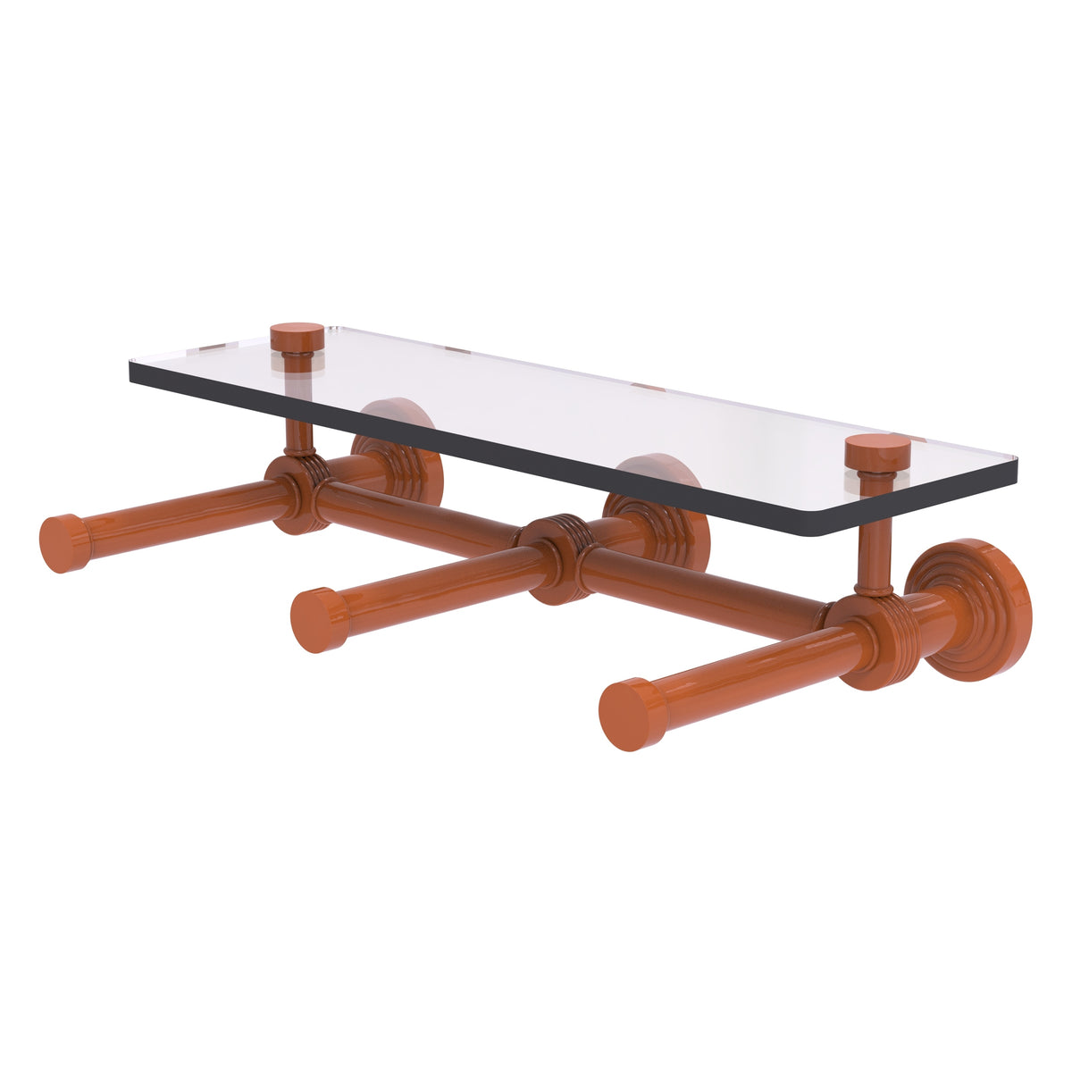 Waverly Place Collection Horizontal Reserve 3 Roll Toilet Paper Holder with Glass Shelf