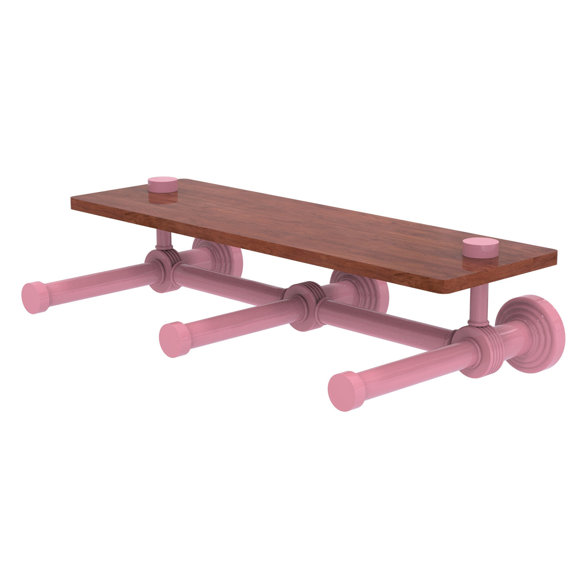 Waverly Place Collection Horizontal Reserve 3 Roll Toilet Paper Holder with Wood Shelf