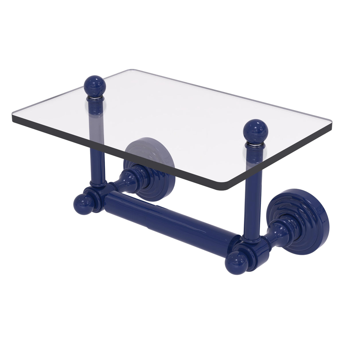 Waverly Place Collection Two Post Toilet Tissue Holder with Glass Shelf