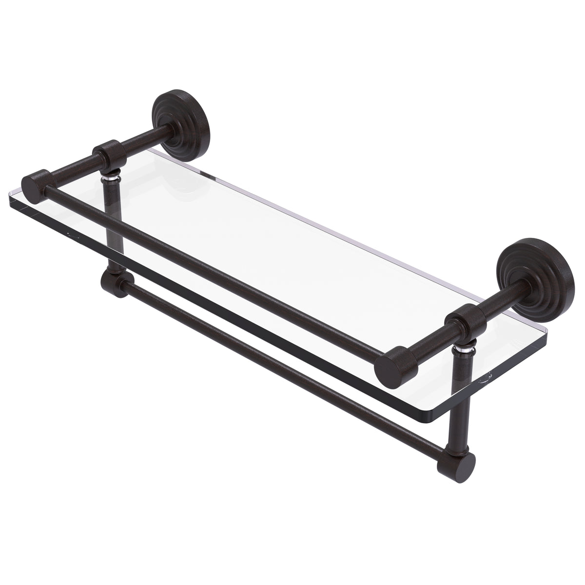 Waverly Place Collection Gallery Rail Glass Shelf with Towel Bar