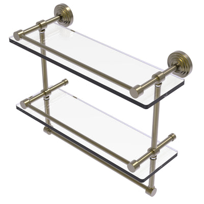Waverly Place Collection Gallery Rail Double Glass Shelf with Towel Bar