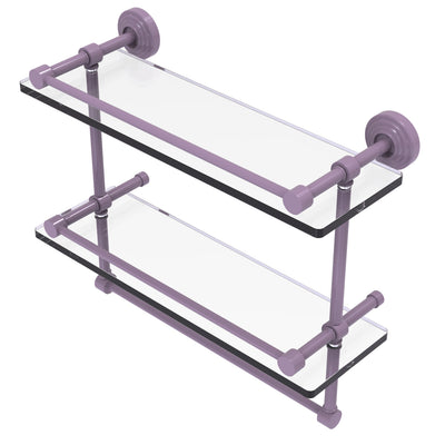 Waverly Place Collection Gallery Rail Double Glass Shelf with Towel Bar