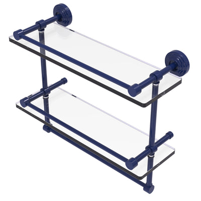 Waverly Place Collection Gallery Rail Double Glass Shelf with Towel Bar