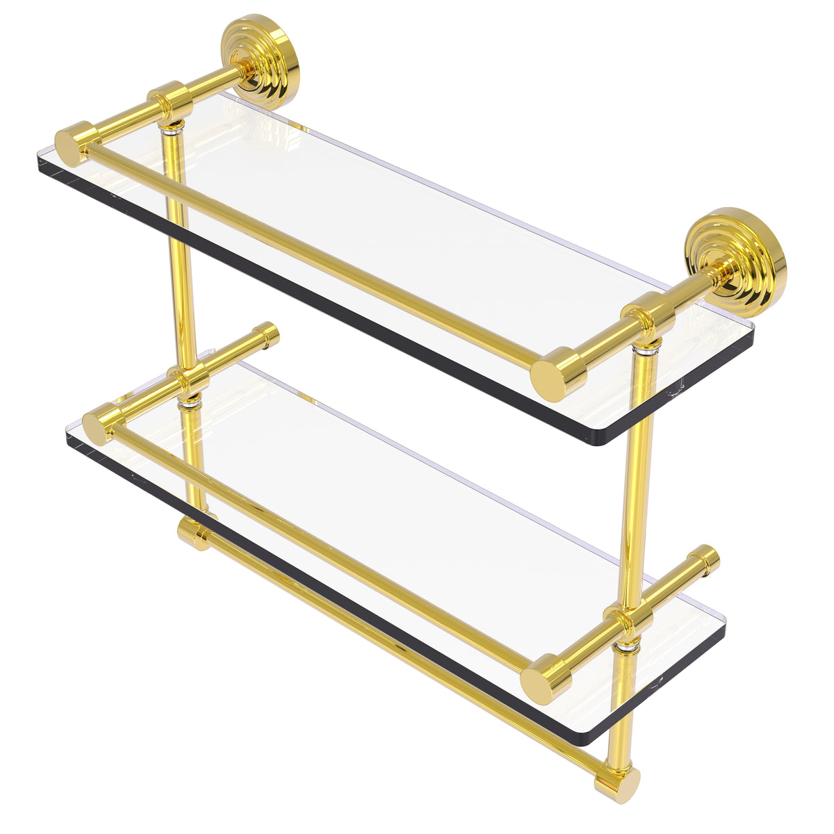 Waverly Place Collection Gallery Rail Double Glass Shelf with Towel Bar