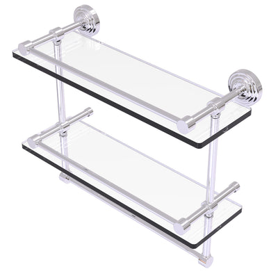 Waverly Place Collection Gallery Rail Double Glass Shelf with Towel Bar